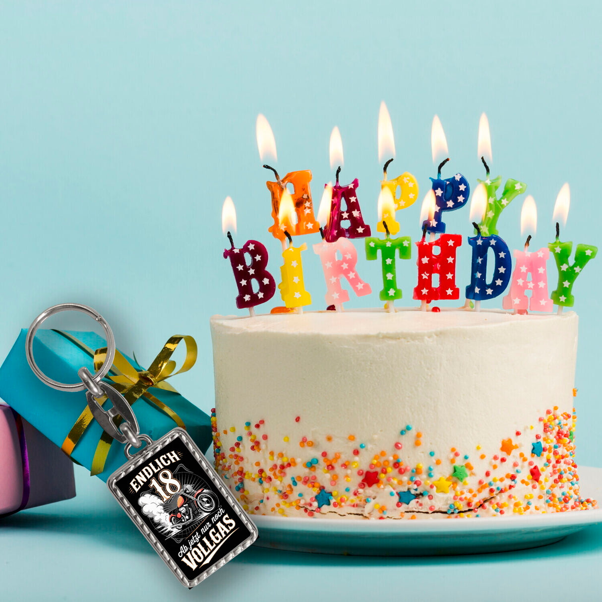 Endlich 18 Motorrad Schlüsselanhänger - nur noch Vollgas