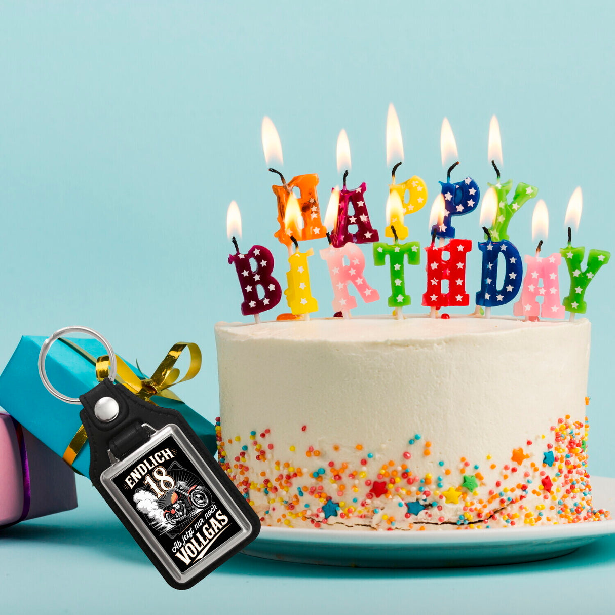 Endlich 18 Motorrad Schlüsselanhänger - nur noch Vollgas