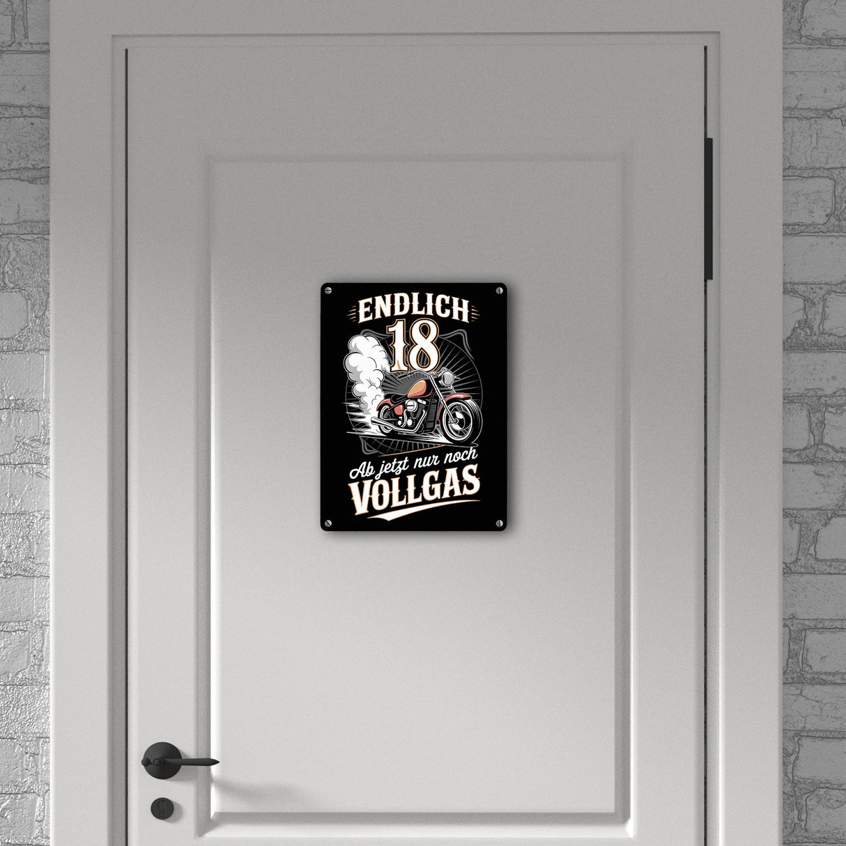Endlich 18 Motorrad Metallschild in 15x20 cm - nur noch Vollgas