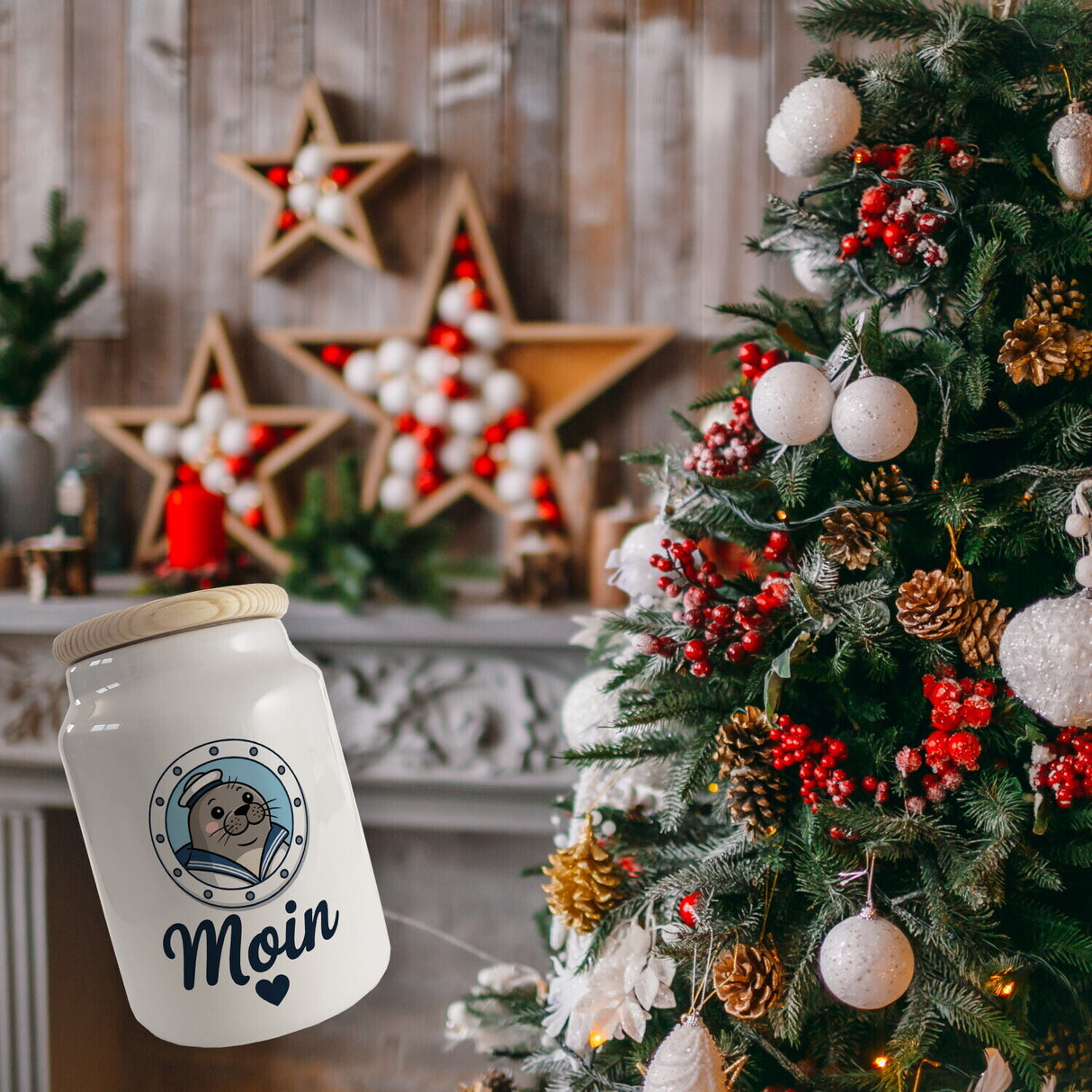 Matrosenrobbe Moin Keksdose mit Matrosenmotiven und Herz