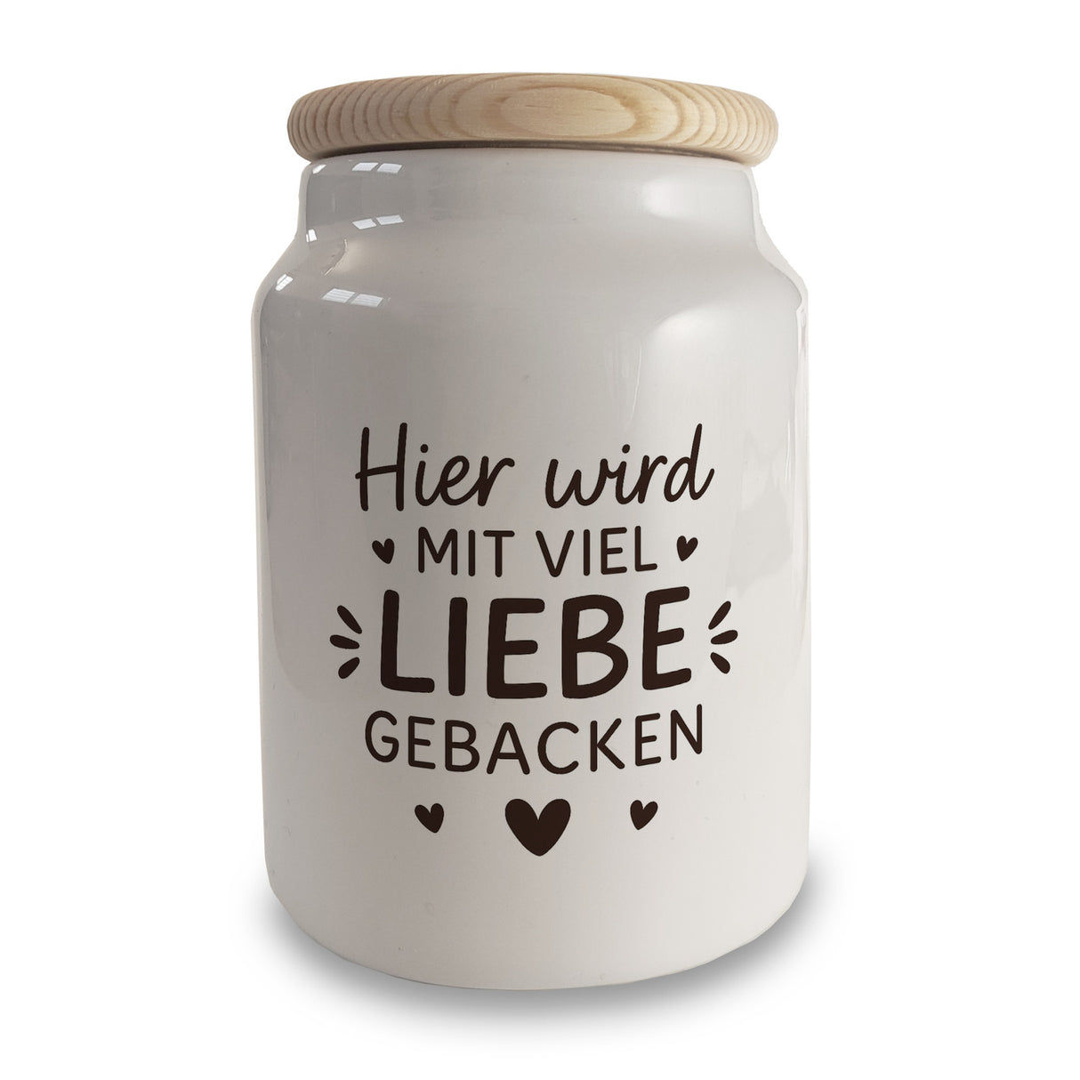 Hier wird mit viel Liebe gebacken Keksdose mit Herzen