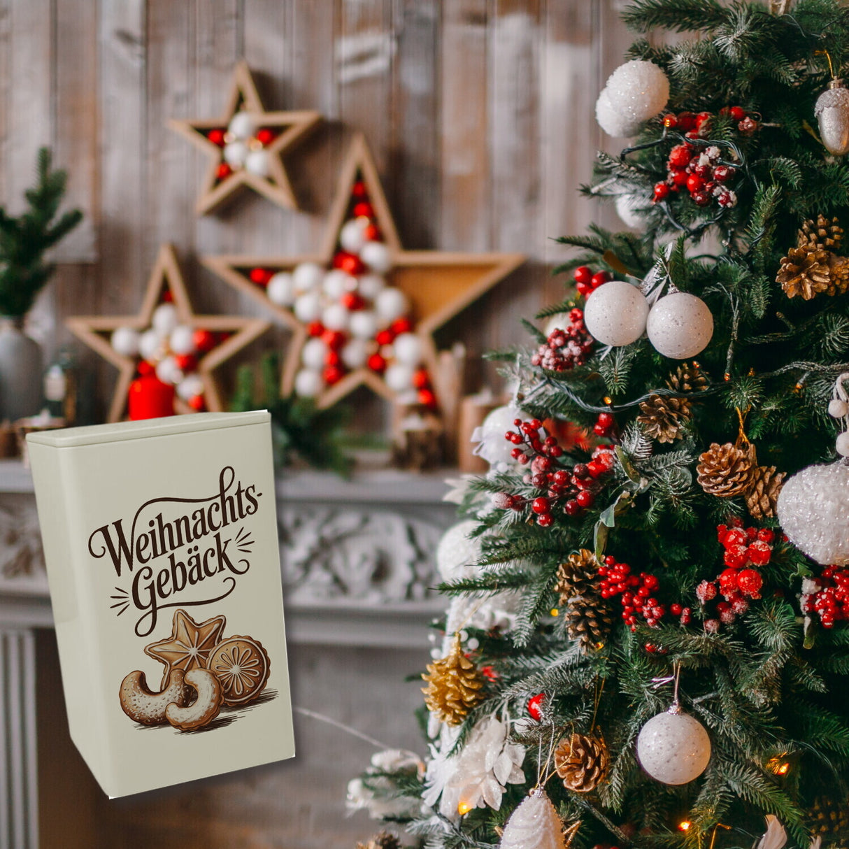 Weihnachtsgebäck Vintage GebäckDose 900ml mit Plätzchen