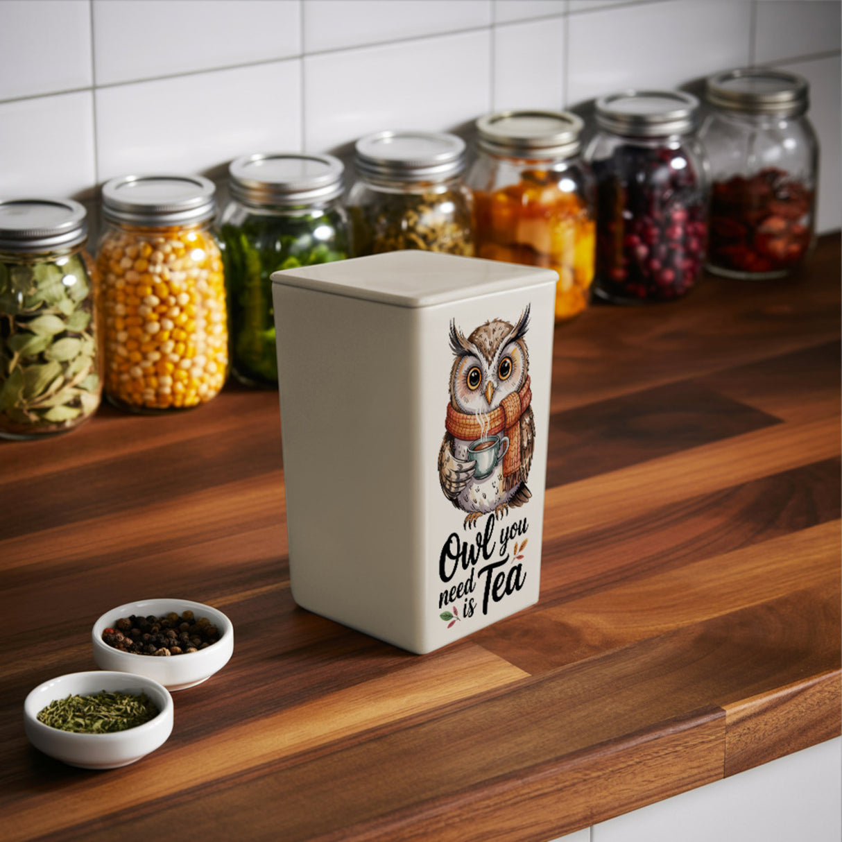 Owl You Need Is Tea TeeDose 900ml mit Aquarell Eule