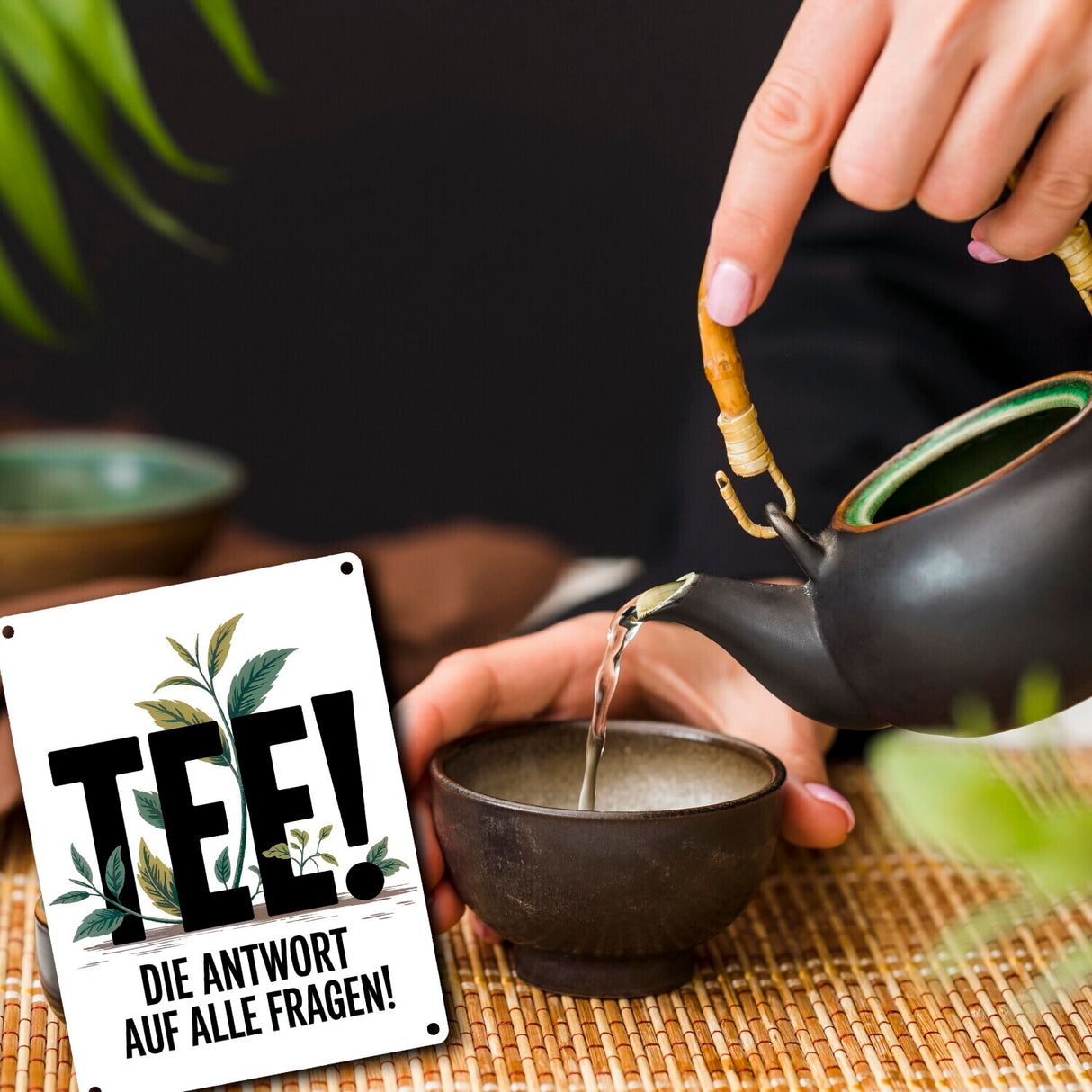 TEE - die Antwort auf alle Fragen Metallschild in 15x20 cm für Teeliebhaber