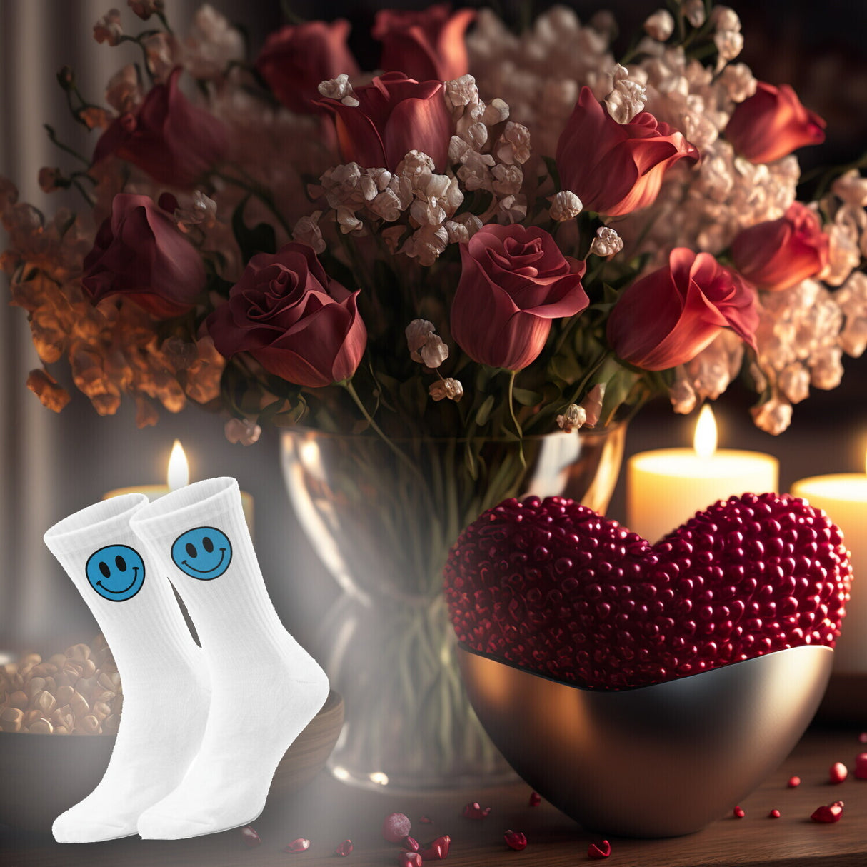 epicsocks Happy Vibes Blaues Lächeln Socken in 37-41 im Paar