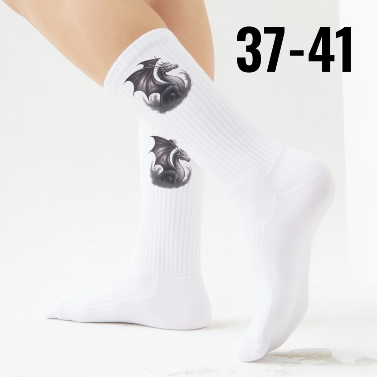 epicsocks Dragon Power Silberner Drache Socken in 37-41 im Paar