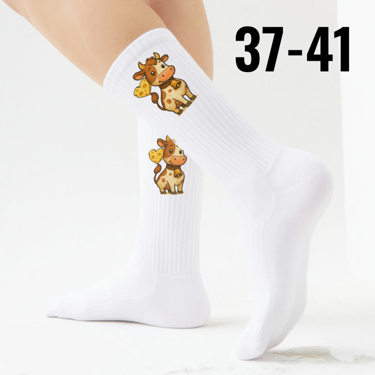 epicsocks Cheesy Love Kuh mit Herz Socken in 37-41 im Paar
