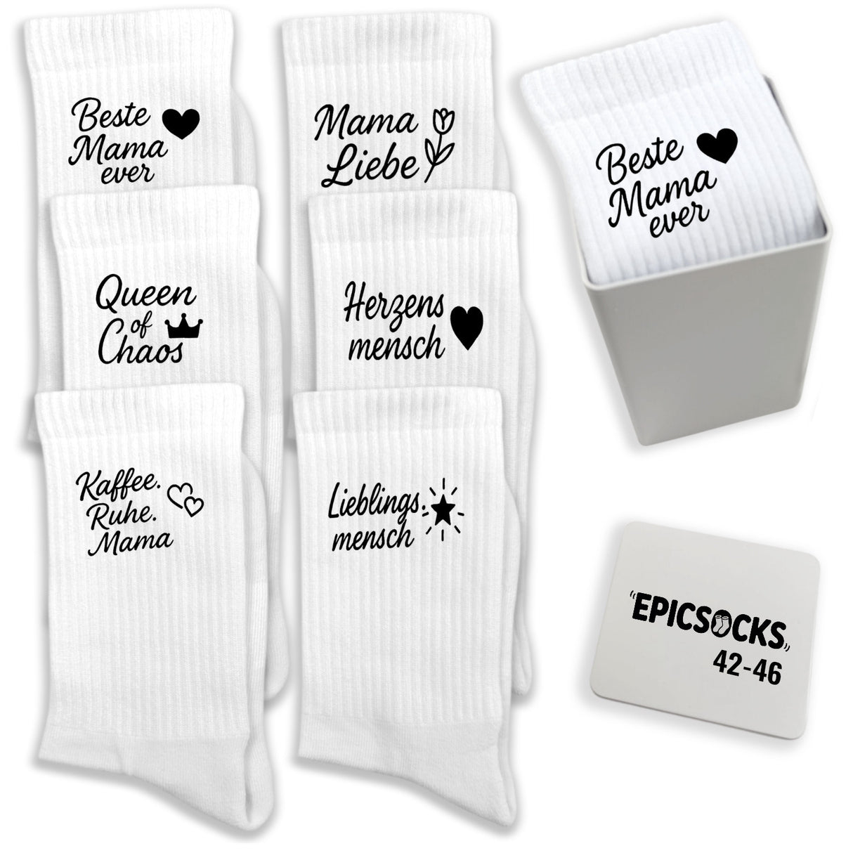 epicsocks Heartful Socken in 37-41 im 6er Set in Geschenkdose im 6er Set in Geschenkbox