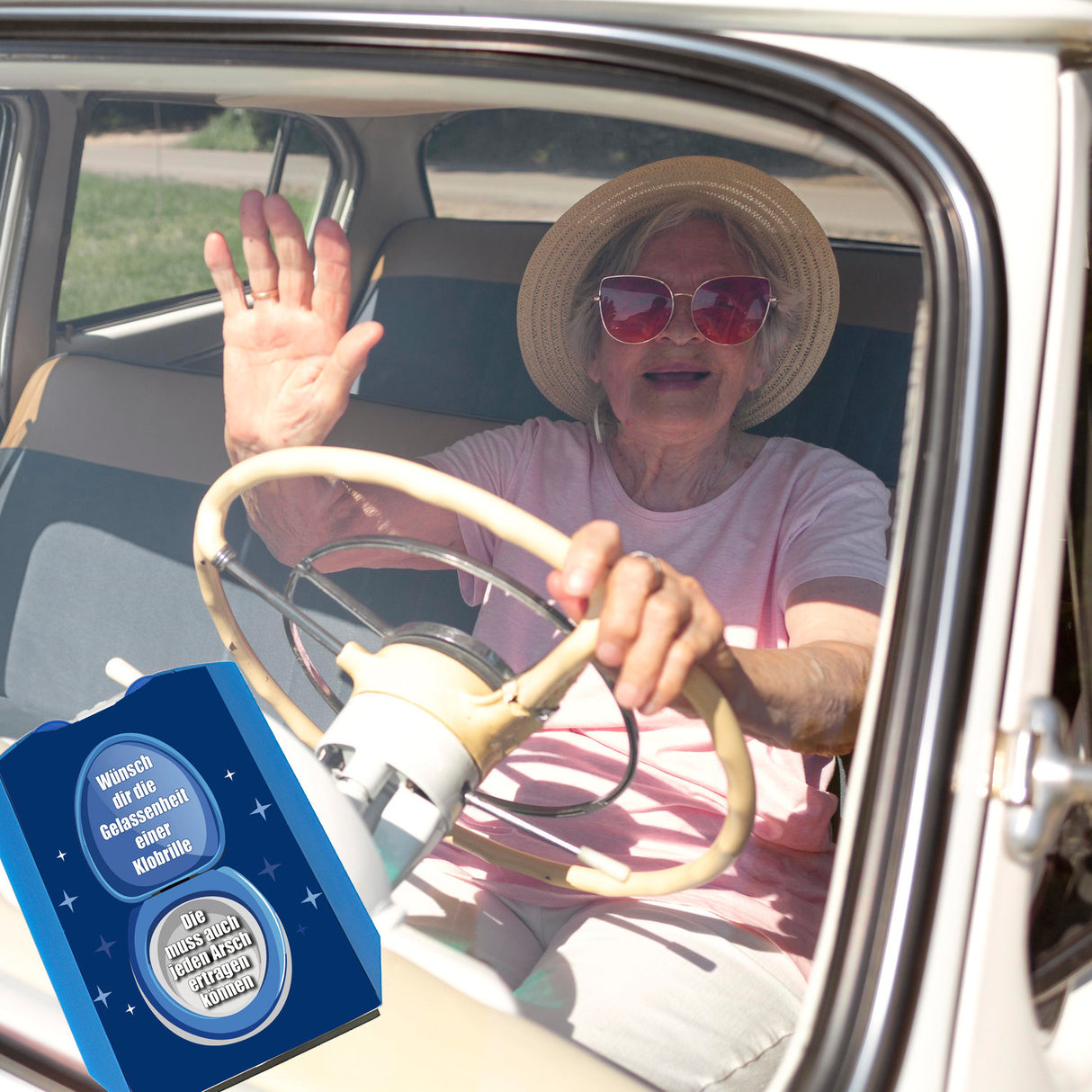 Kloschüssel Parkscheibe mit Spruch: Gelassenheit wie eine Klobrille