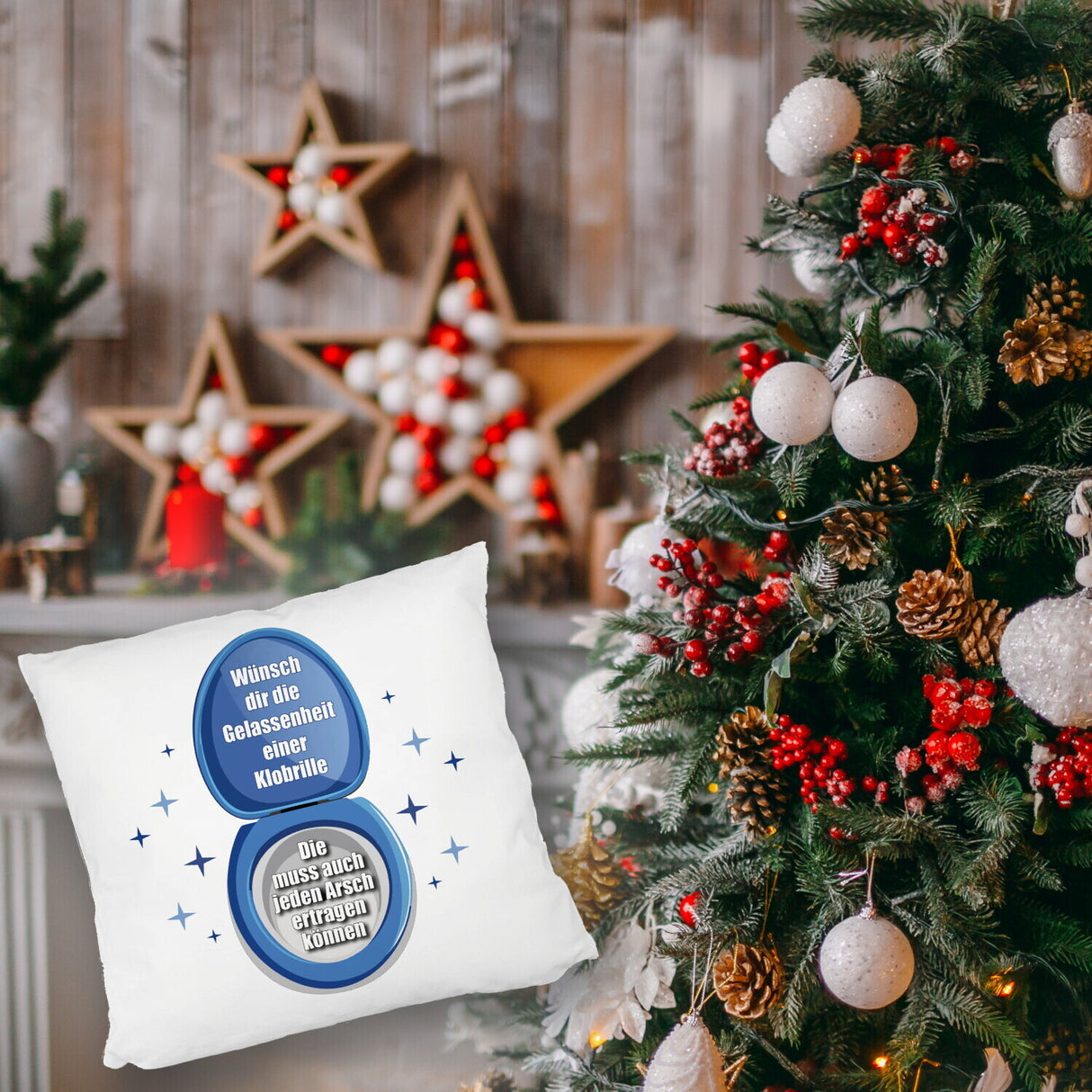 Kloschüssel Kissen mit Spruch: Sei gelassen wie eine Klobrille