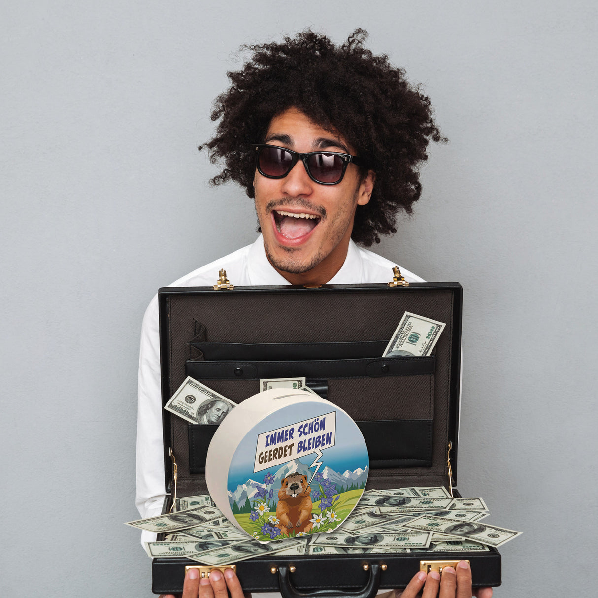 Murmeltier Spardose mit Spruch: Immer schön geerdet bleiben