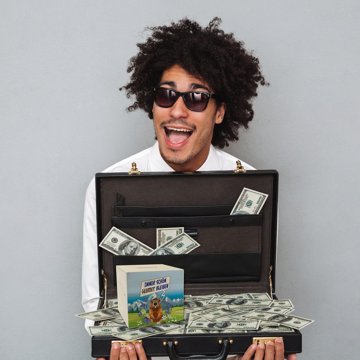 Murmeltier Spardose mit Spruch: Immer schön geerdet bleiben