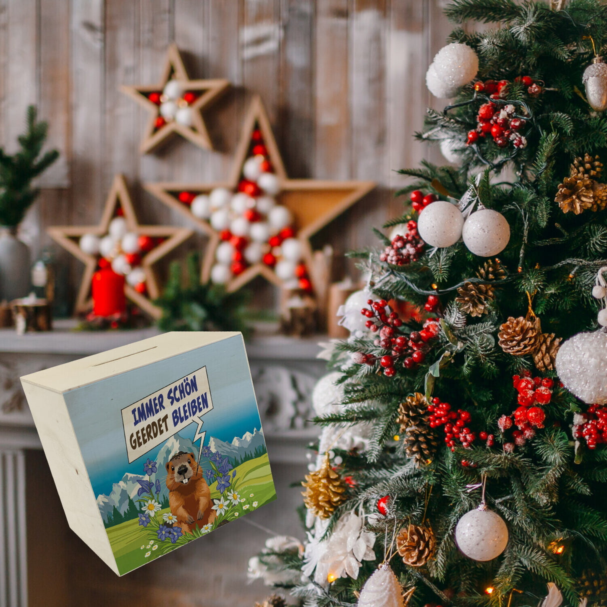 Murmeltier Spardose mit Spruch: Immer schön geerdet bleiben