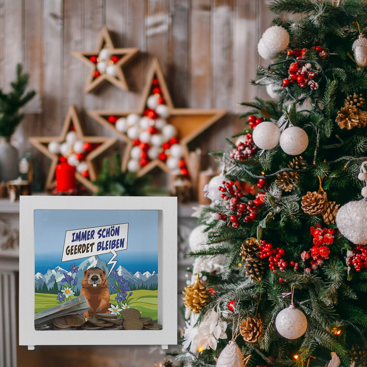 Murmeltier Spardose mit Spruch: Immer schön geerdet bleiben