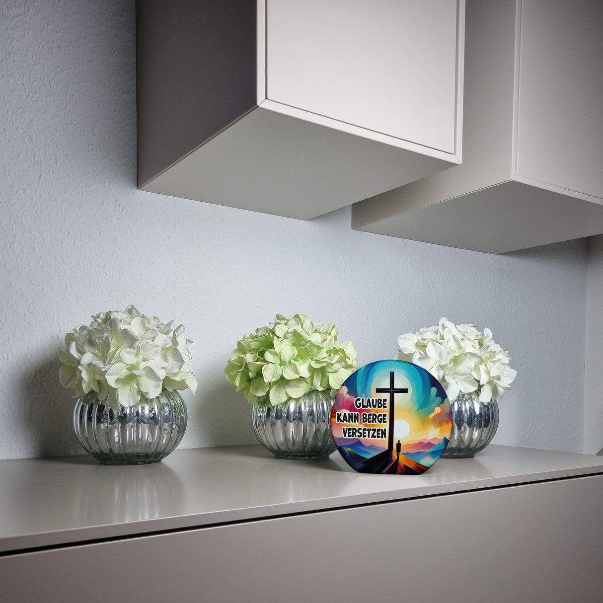 Gipfelkreuz Spardose mit Spruch: Glaube kann Berge versetzen