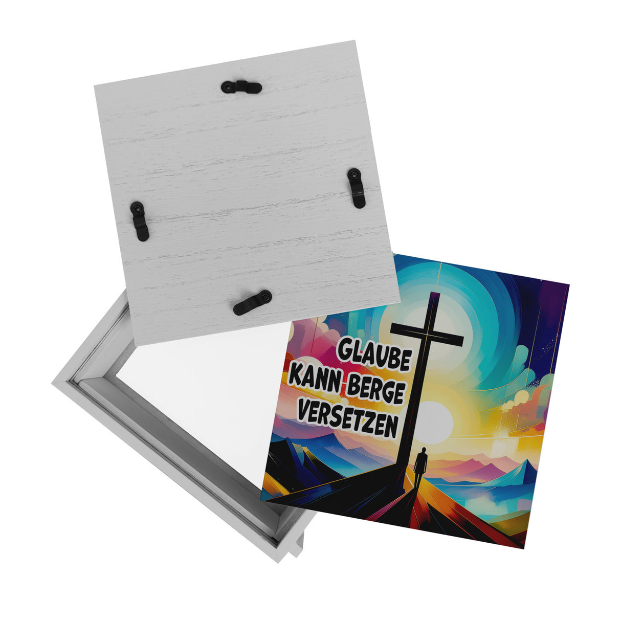 Gipfelkreuz Spardose mit Spruch: Glaube kann Berge versetzen