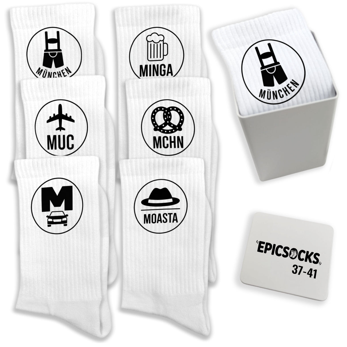 epicsocks Munich Moments Socken in 37-41 im 6er Set in Geschenkdose im 6er Set in Geschenkbox