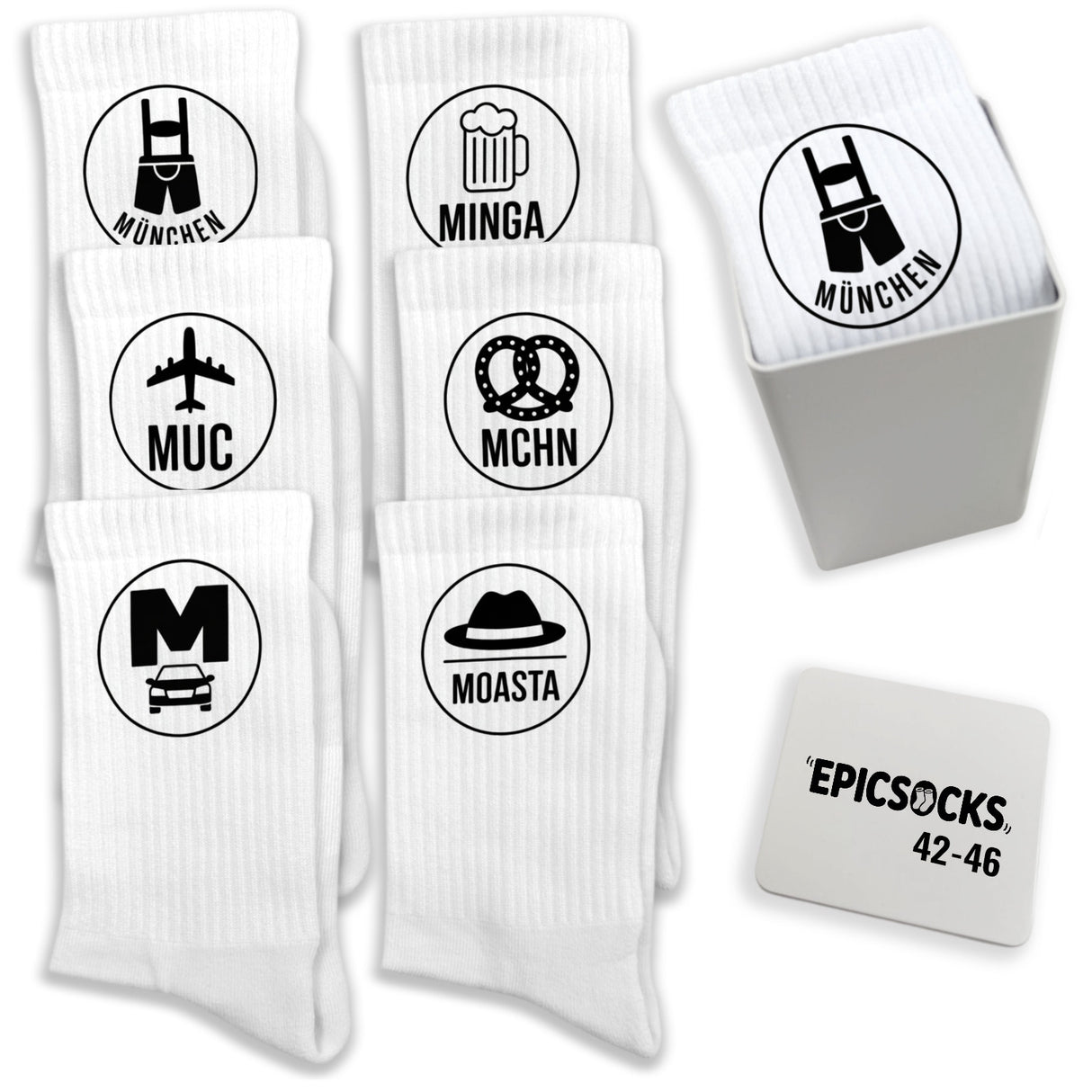 epicsocks Munich Moments Socken in 37-41 im 6er Set in Geschenkdose im 6er Set in Geschenkbox