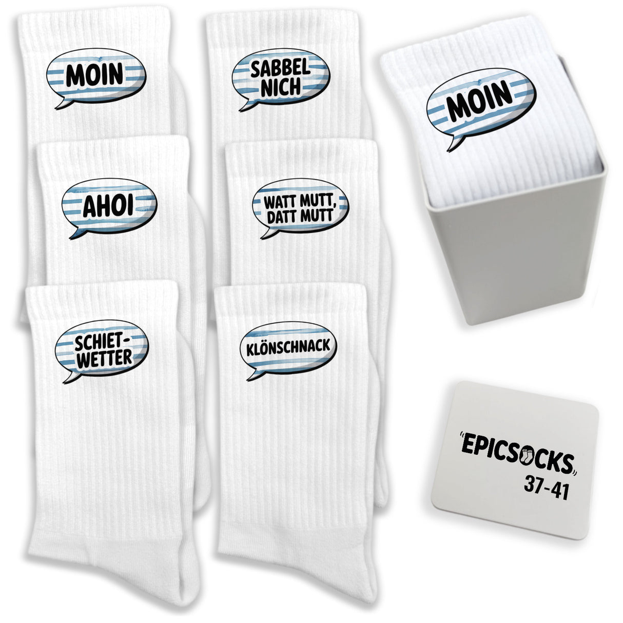 epicsocks Nordischer Dialekt Socken in 37-41 im 6er Set in Geschenkdose im 6er Set in Geschenkbox