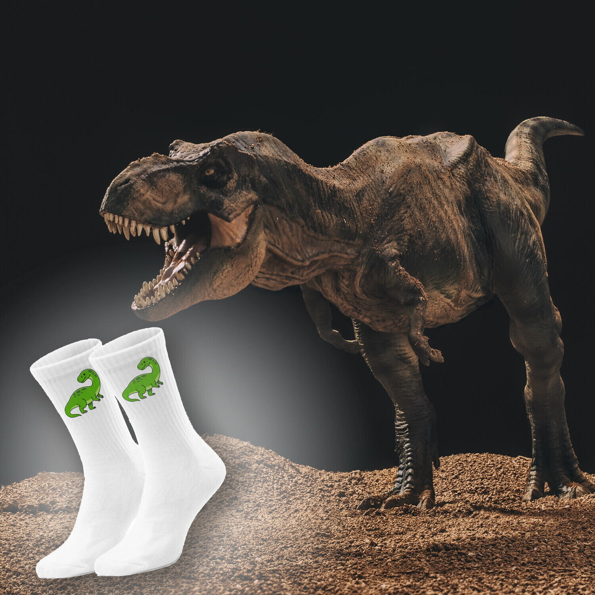 epicsocks Dino Delight Grüner Dino Socken in 37-41 im Paar