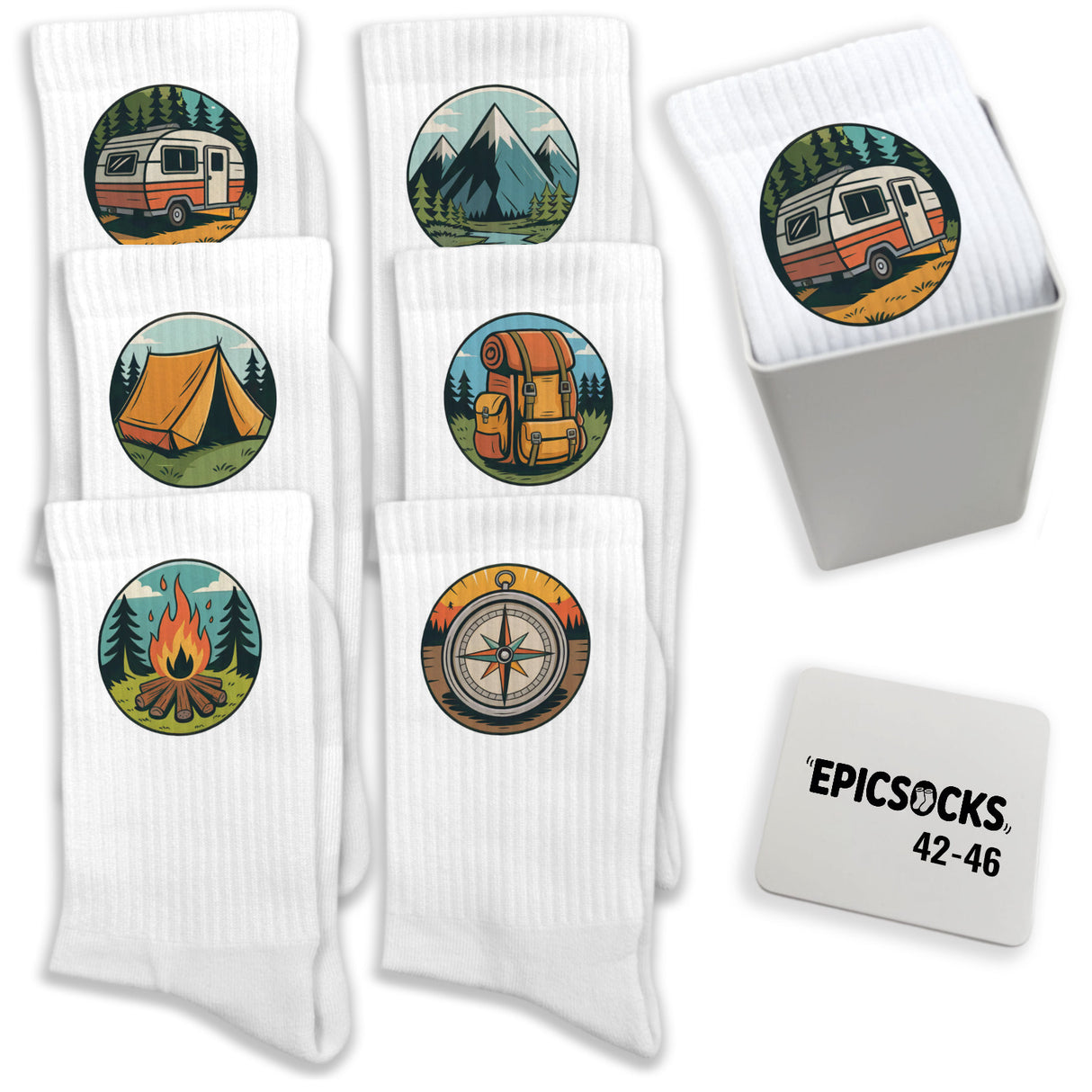 epicsocks Nature Explorer Socken in 37-41 im 6er Set in Geschenkdose im 6er Set in Geschenkbox