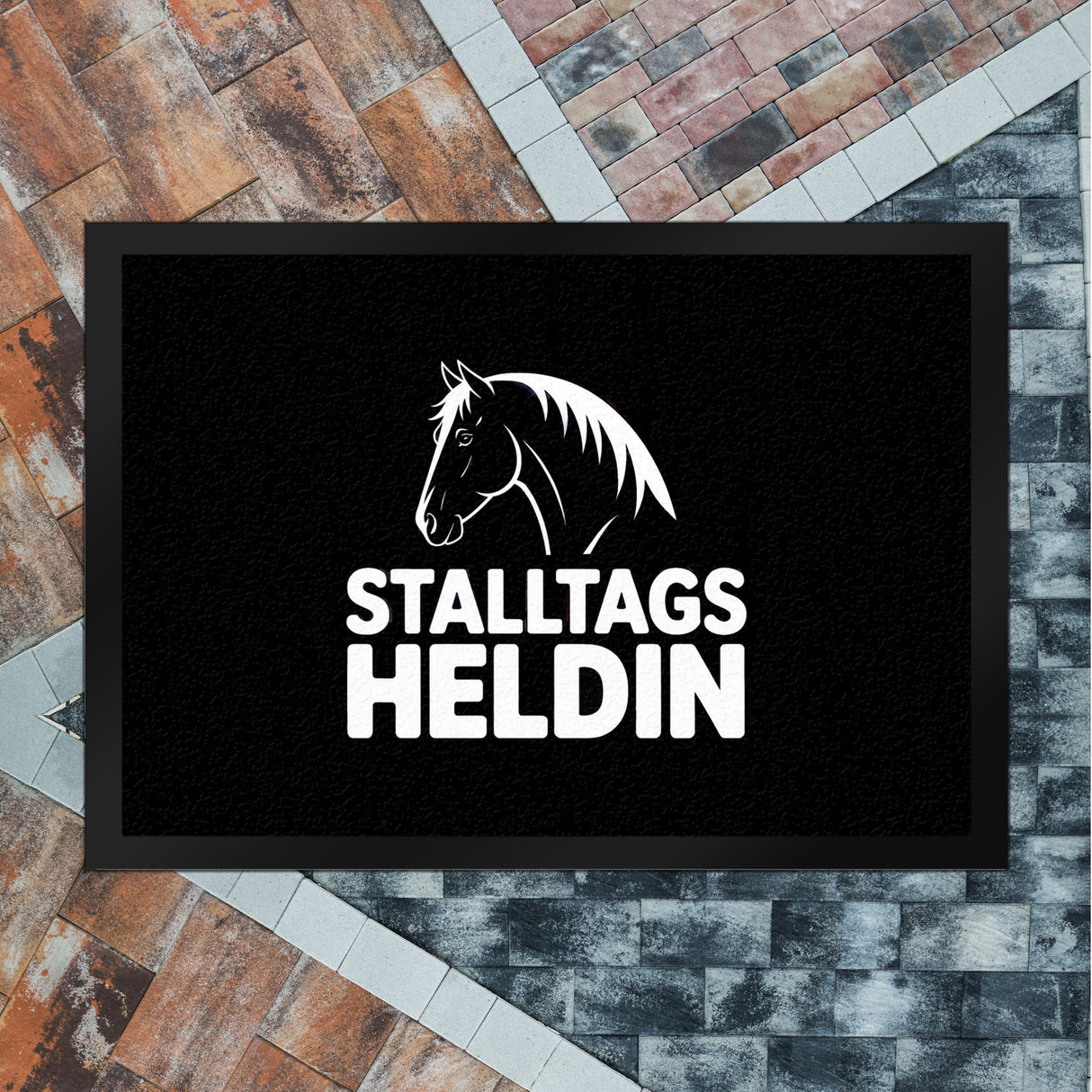 Pferdesilhouette Stalltags Heldin Fußmatte in 35x50 cm für Reiterinnen