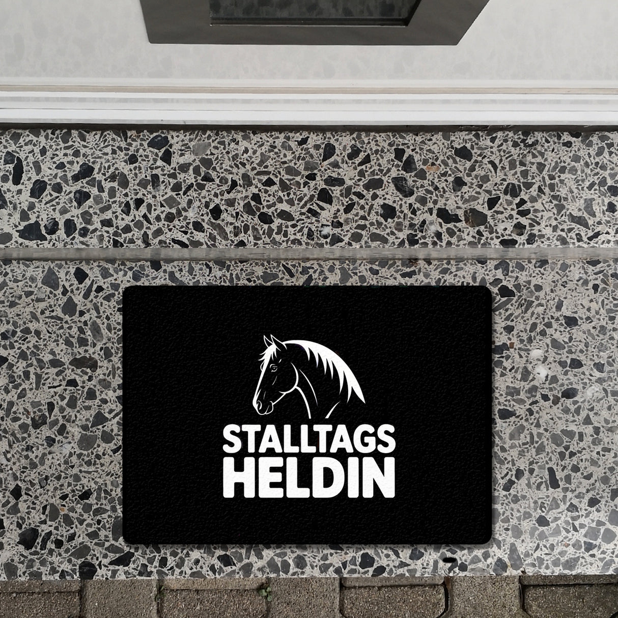 Pferdesilhouette Stalltags Heldin Fußmatte in 35x50 cm ohne Rand für Reiterinnen