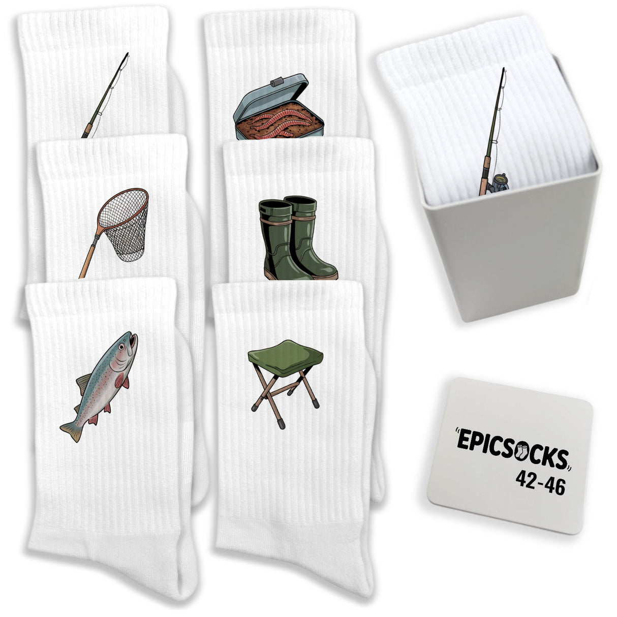 epicsocks Fischertraum Socken in 37-41 im 6er Set in Geschenkdose im 6er Set in Geschenkbox