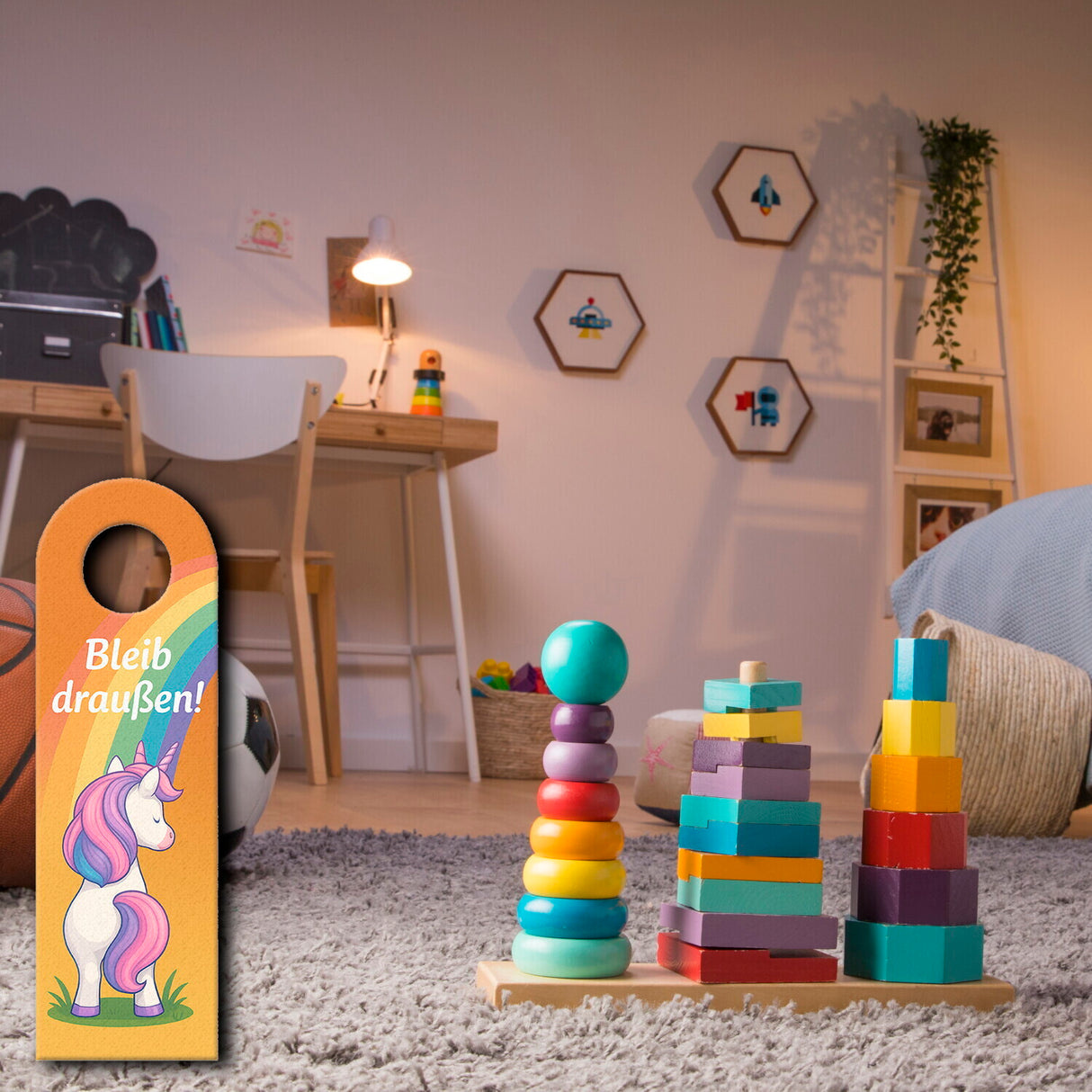 Einhorn Bleib Draußen Komm rein Türhänger Kinderzimmer