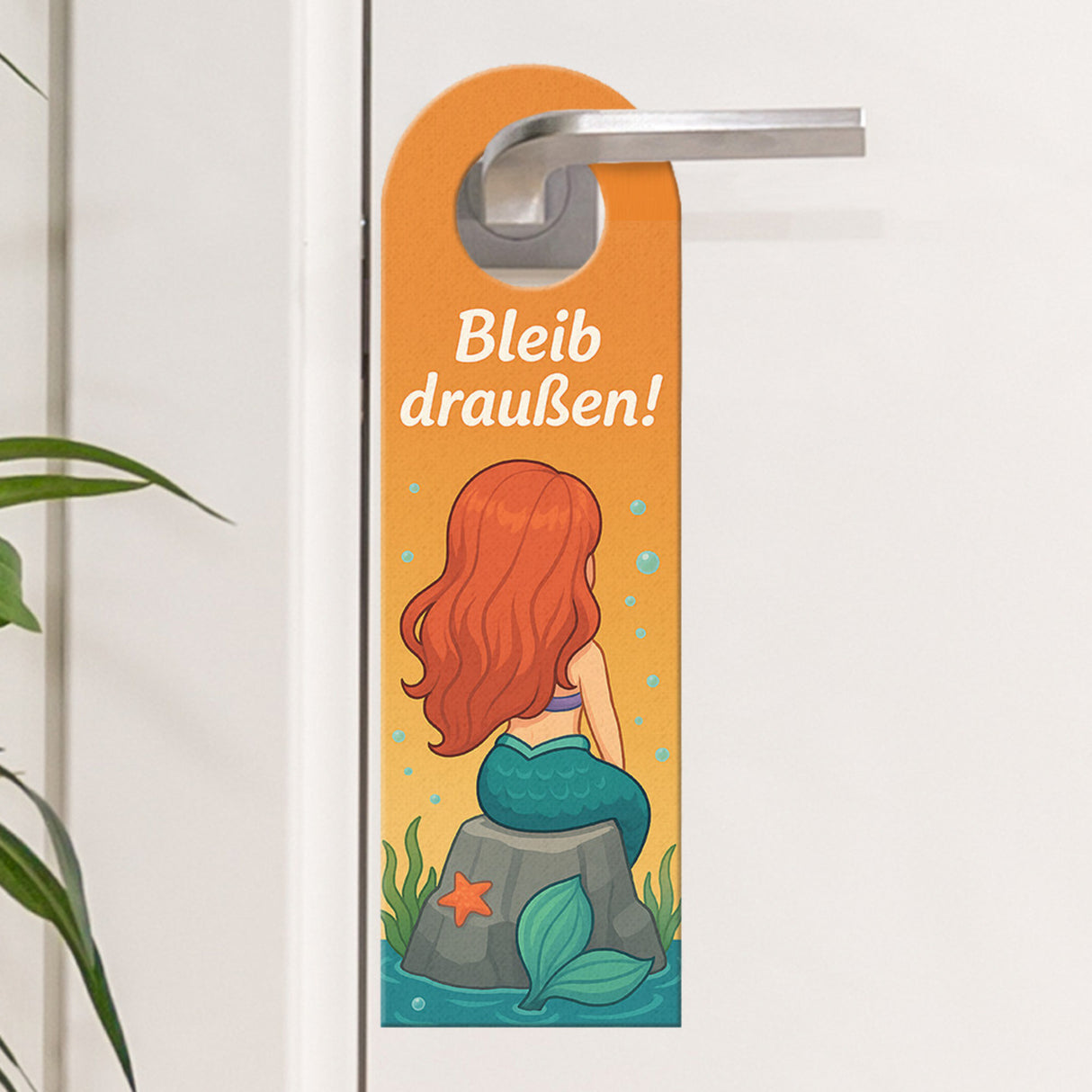 Cartoon Meerjungfrau Bleib draußen! Komm rein! Türhänger für Kinder
