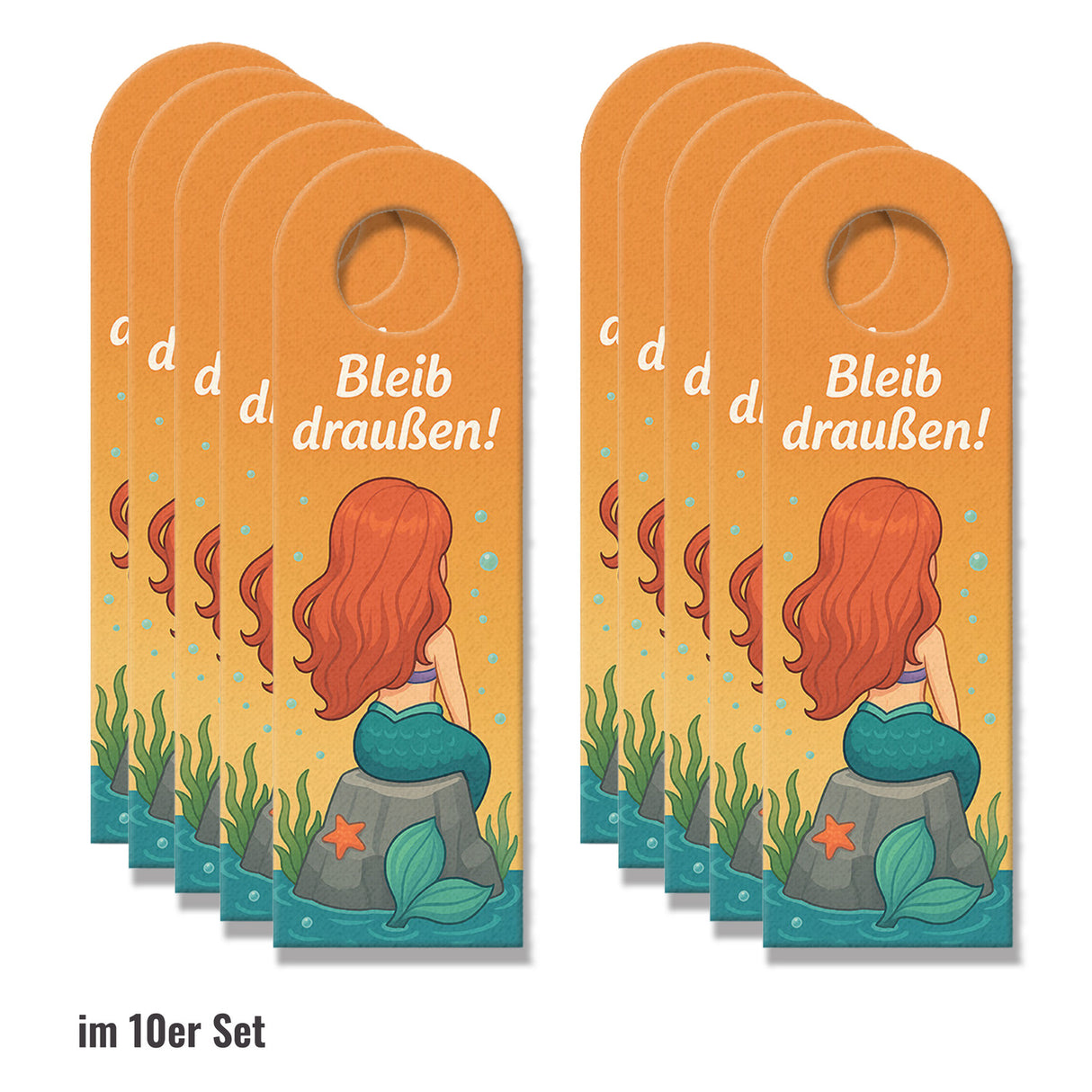 Cartoon Meerjungfrau Bleib draußen! Komm rein! Türhänger für Kinder