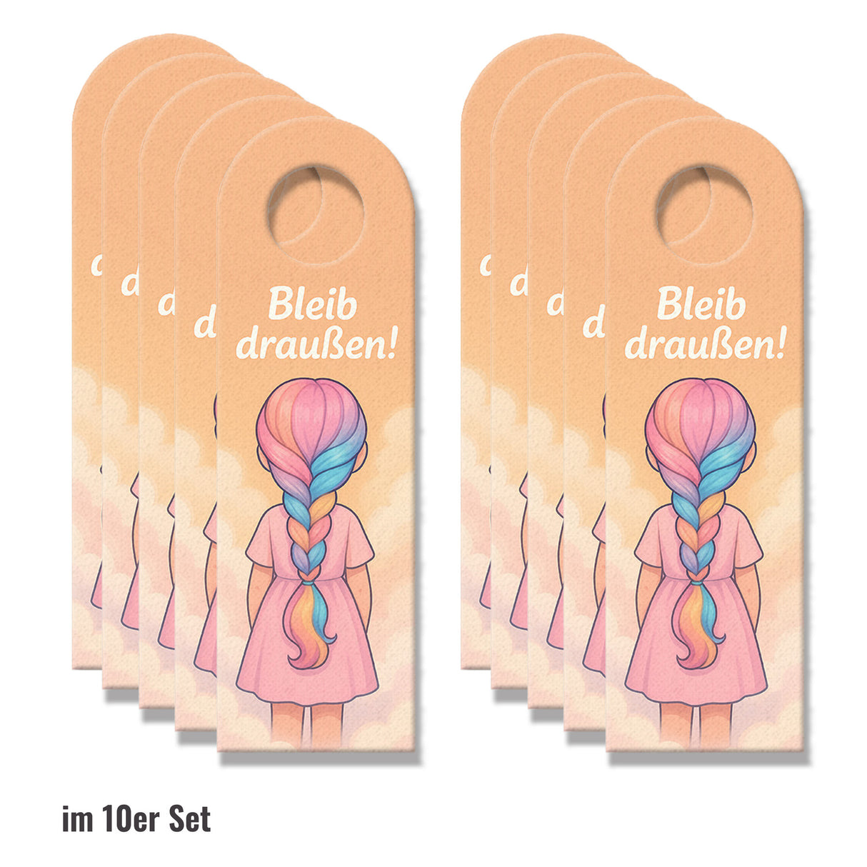 Mädchen Regenbogenhaar Bleib draußen! Komm rein! Türhänger