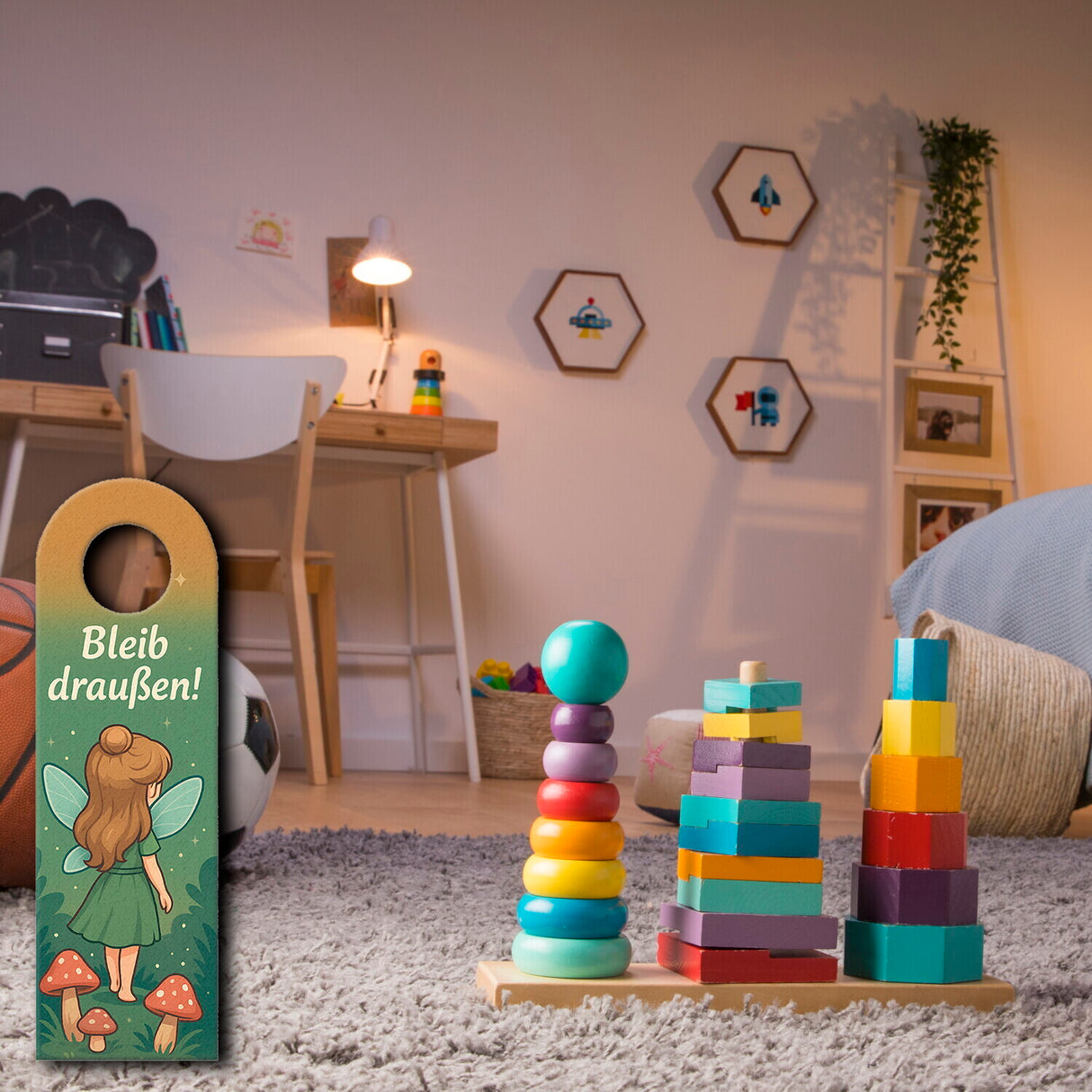 Bleib draußen! Komm rein! Fee im Wald Türhänger