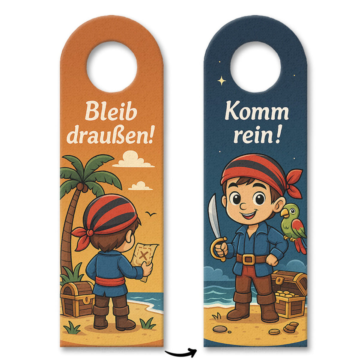 Piratenjunge Schatzkarte Bleib draußen! Komm rein! Türhänger