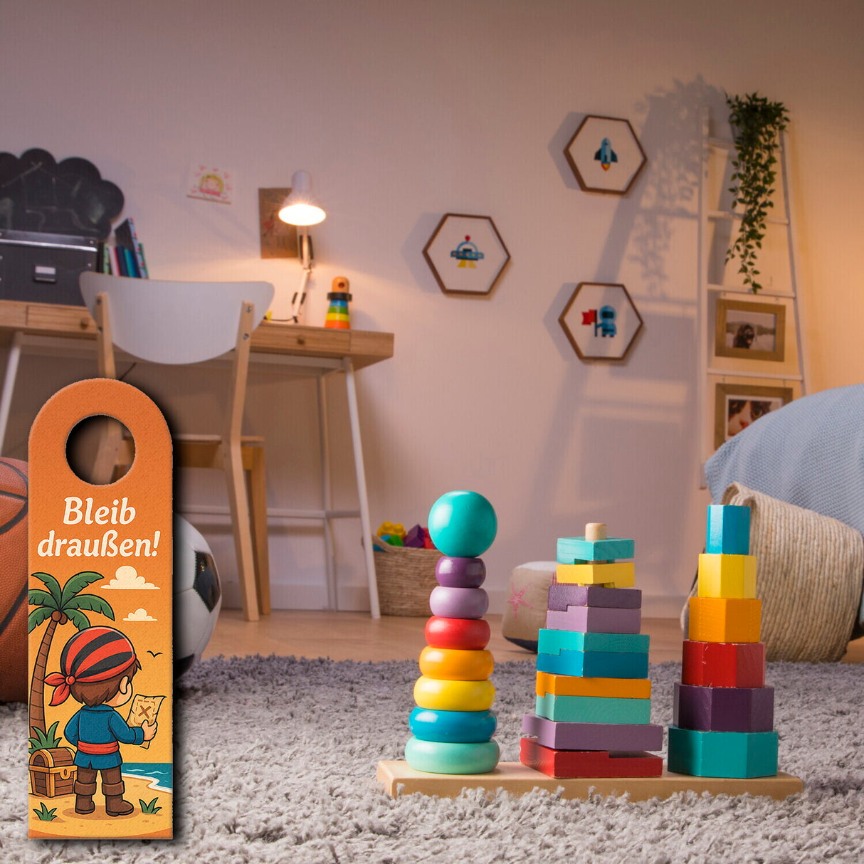 Piratenjunge Schatzkarte Bleib draußen! Komm rein! Türhänger