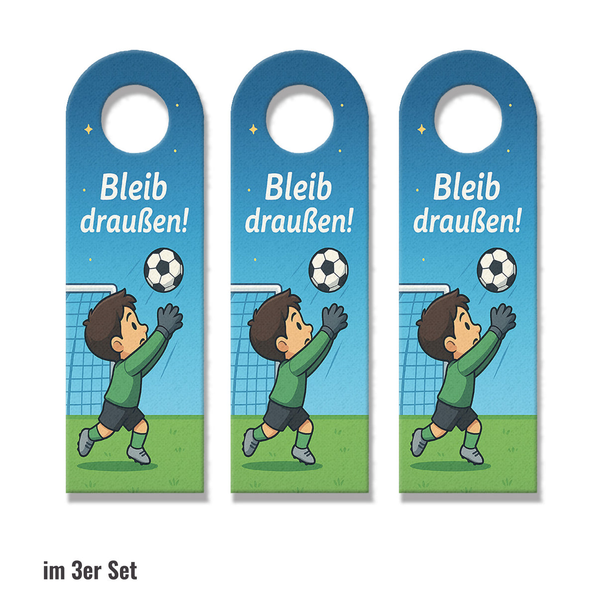 Fußball Kind Cartoon Bleib draußen! Komm rein! Türhänger