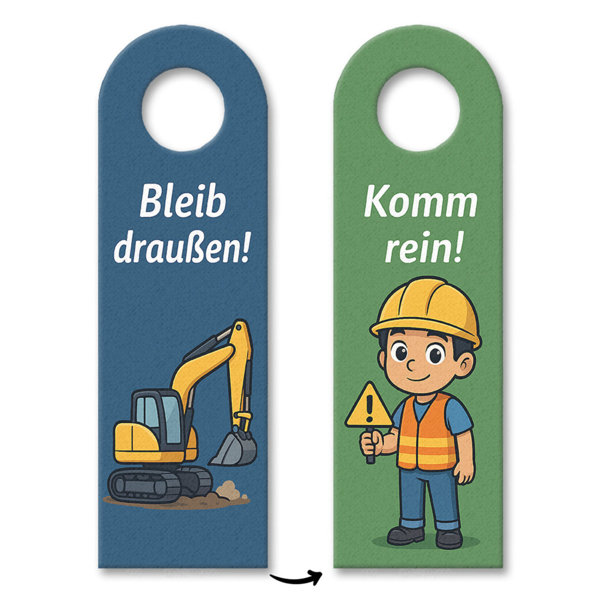 Bagger Cartoon Bleib draußen! Komm rein! Türhänger