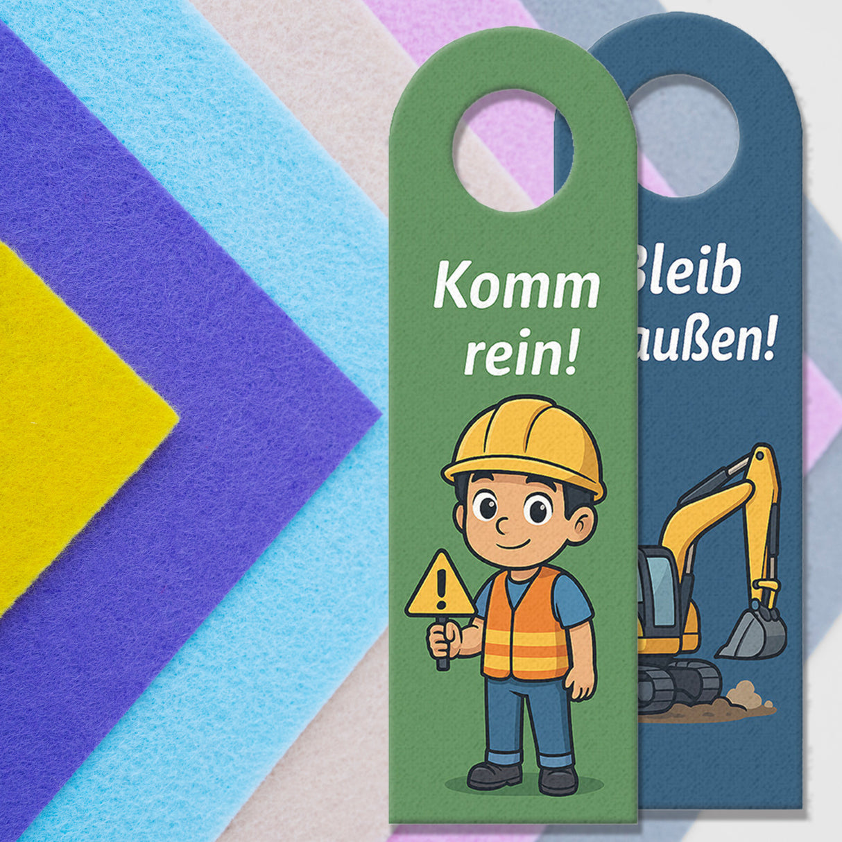 Bagger Cartoon Bleib draußen! Komm rein! Türhänger