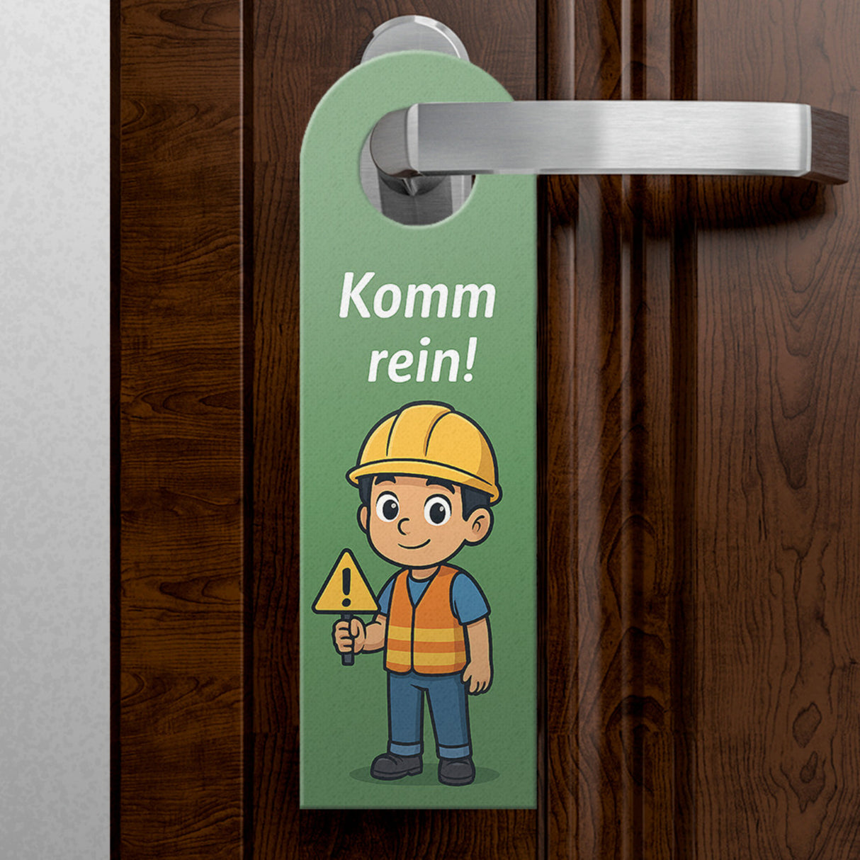 Bagger Cartoon Bleib draußen! Komm rein! Türhänger