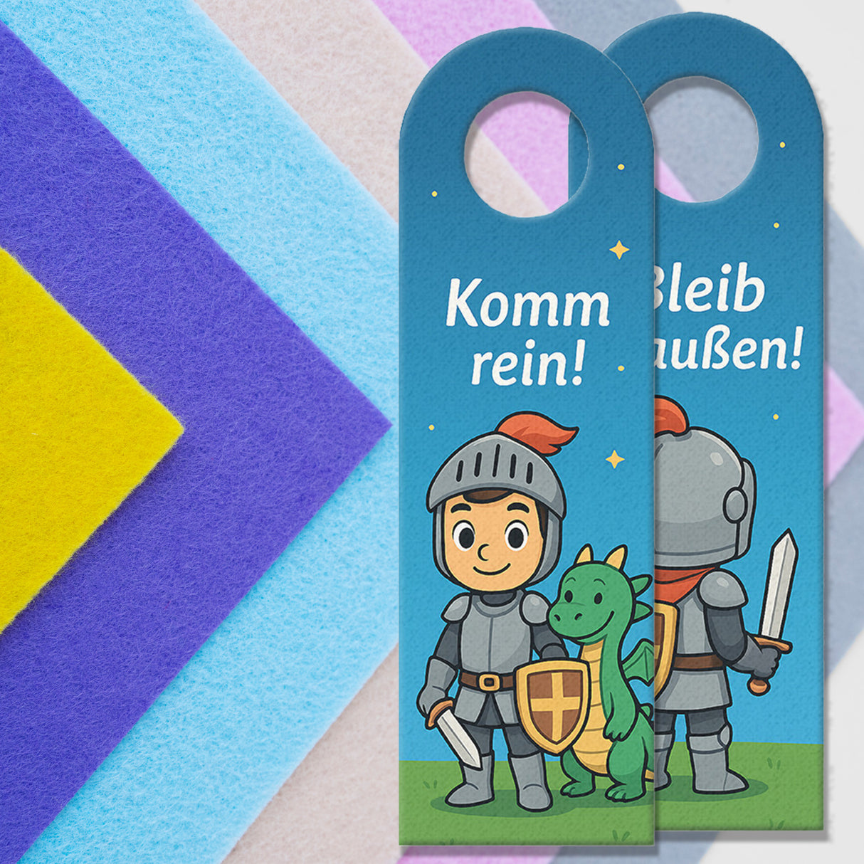 Ritter Drache Bleib draußen! Komm rein! Türhänger