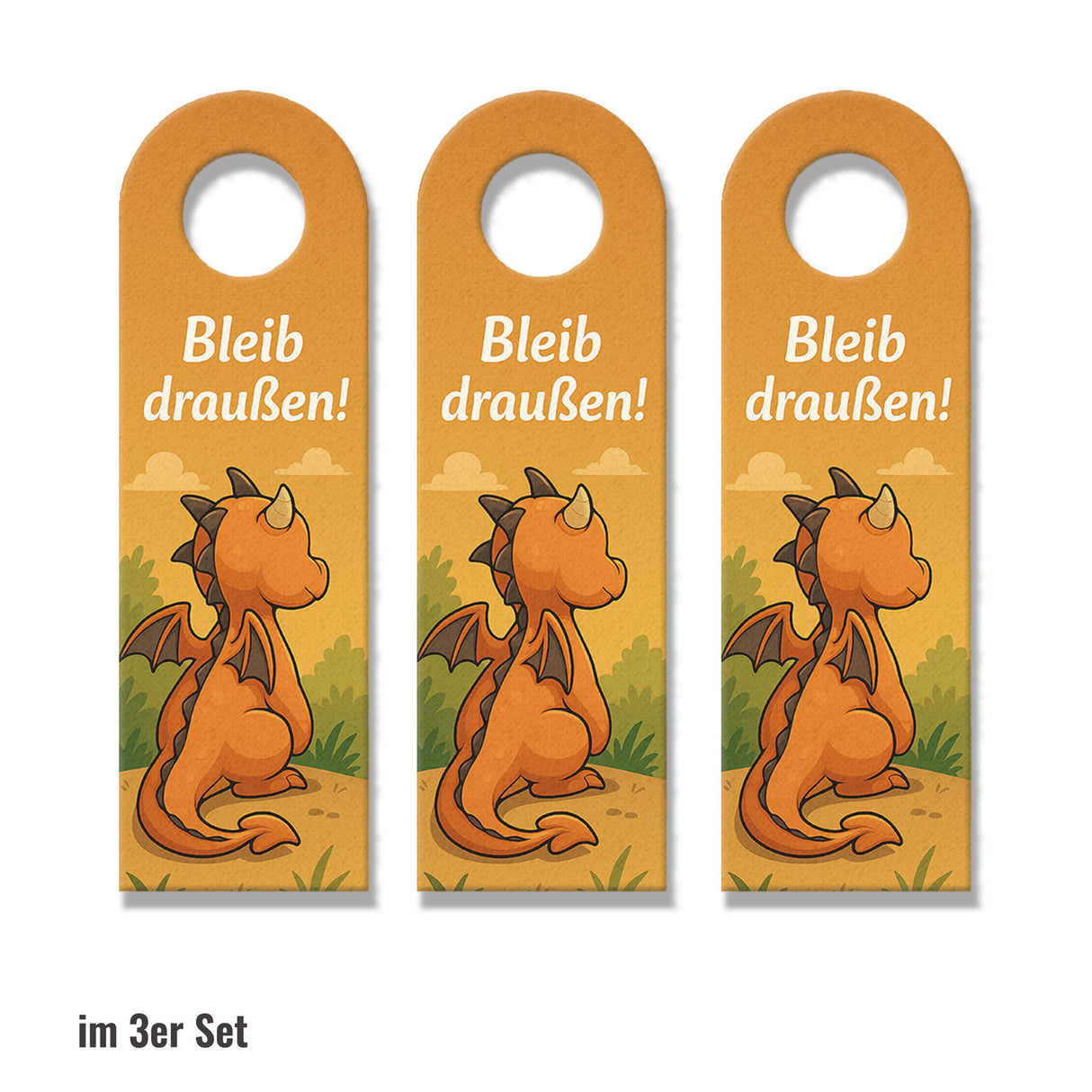 Drachen Cartoon Bleib draußen! Komm rein! Türhänger