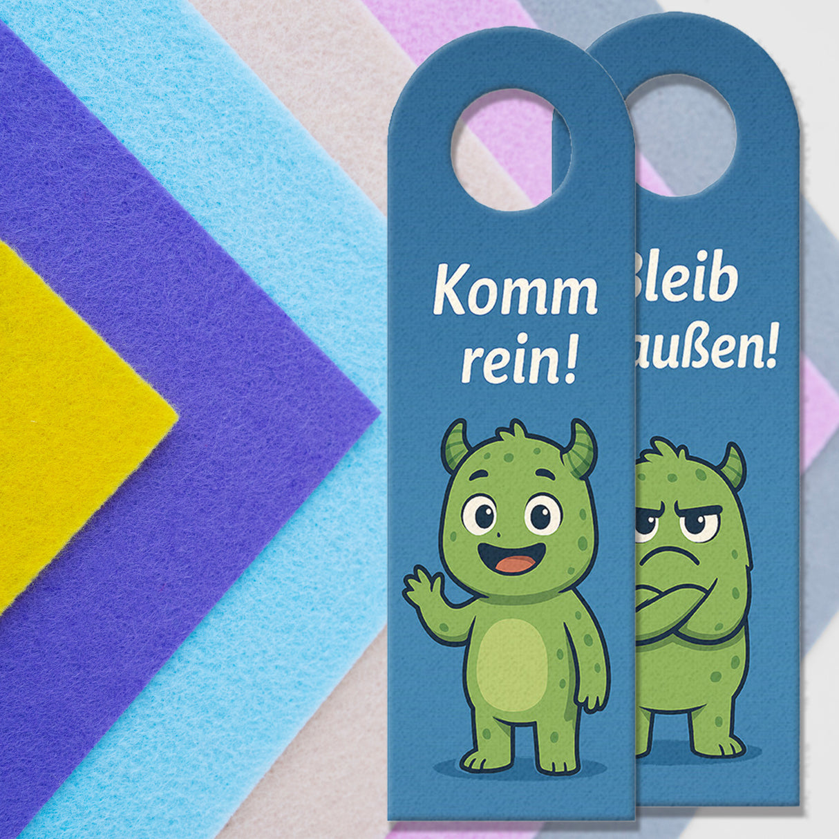 Niedliche Monster Bleib draußen! Komm rein! Türhänger Kinder