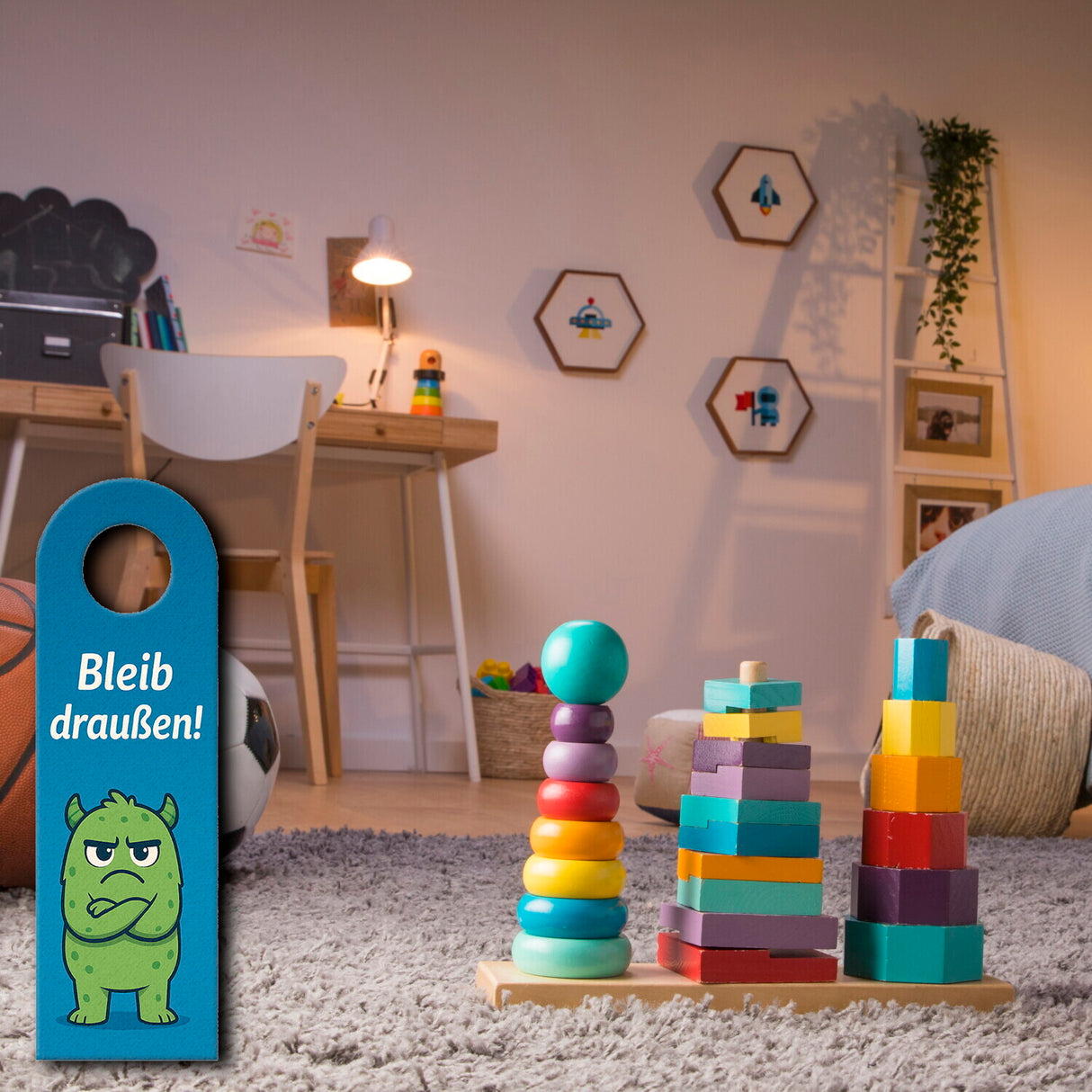 Niedliche Monster Bleib draußen! Komm rein! Türhänger Kinder