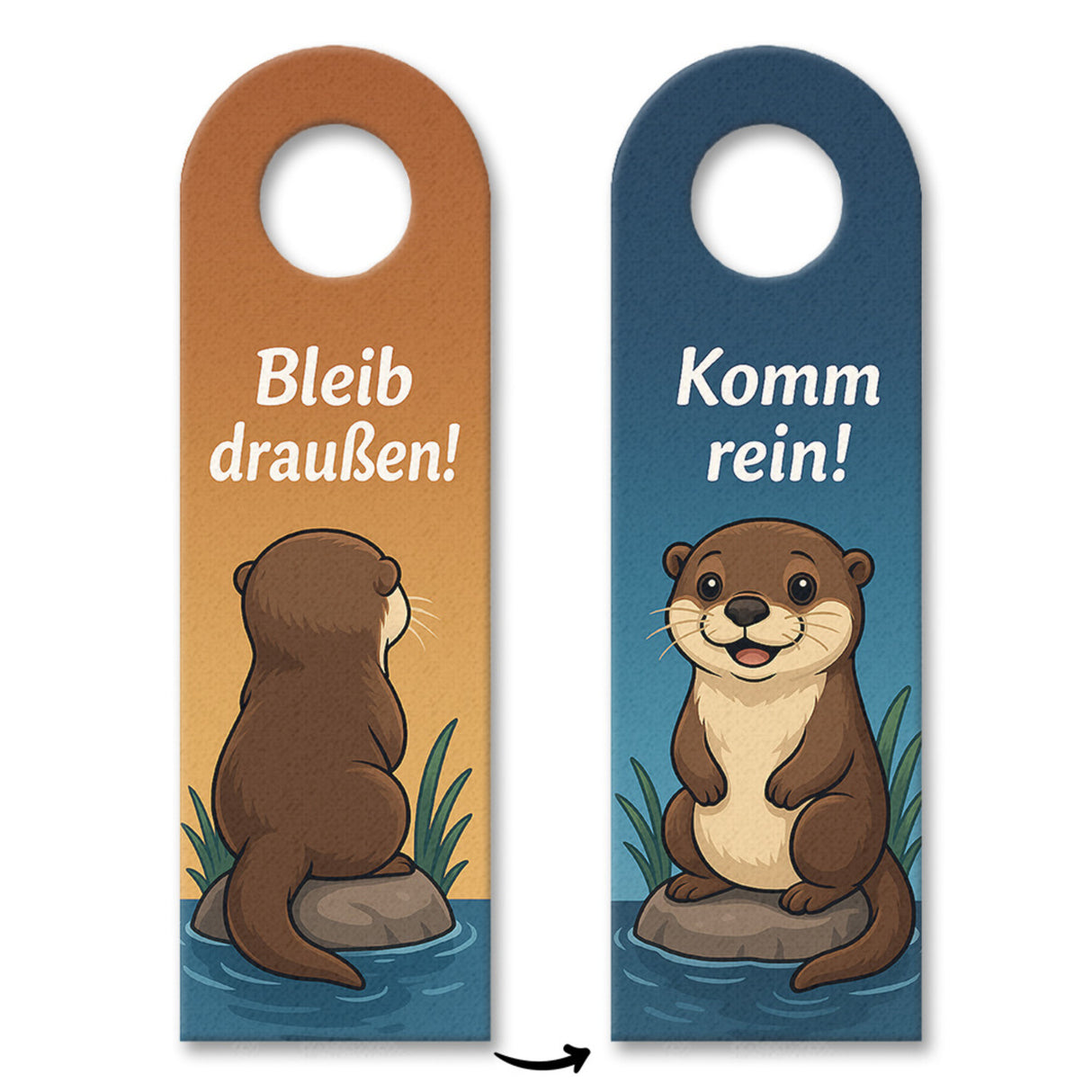Cartoon Otter Bleib draußen! Komm rein! Türhänger