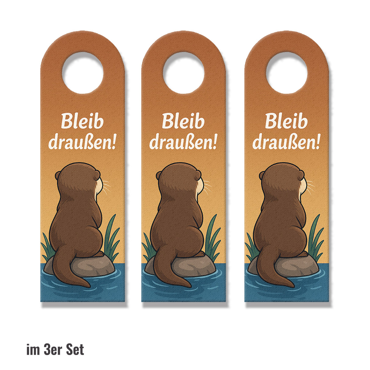 Cartoon Otter Bleib draußen! Komm rein! Türhänger
