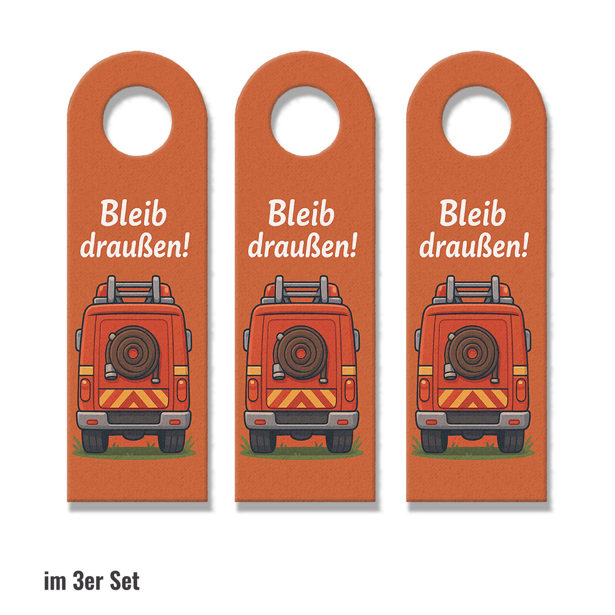 Feuerwehrauto Cartoon Bleib draußen! Komm rein! Türhänger