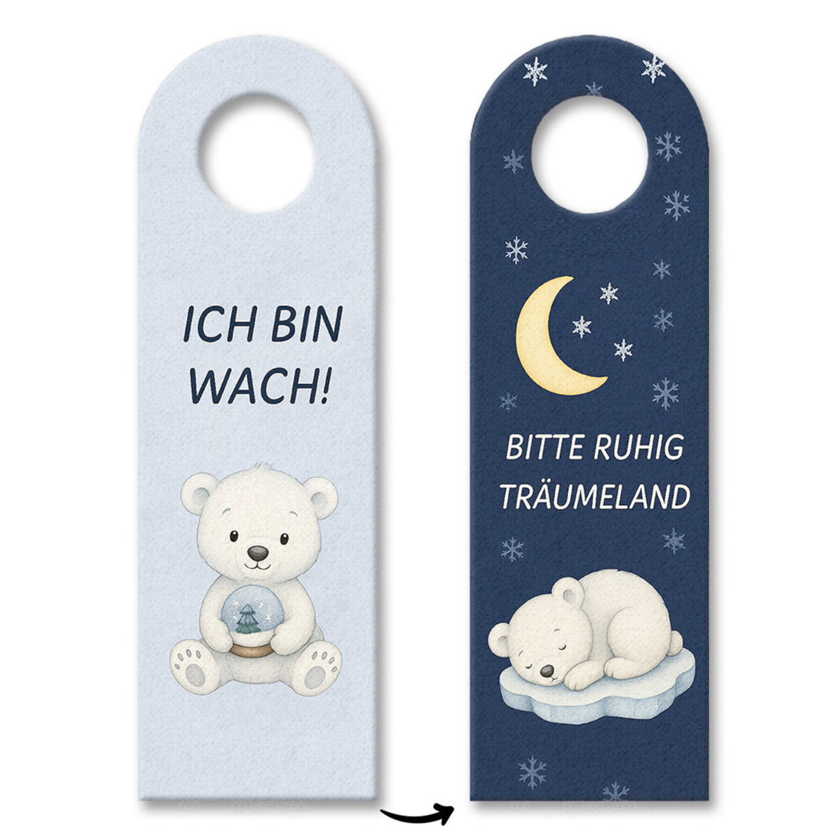 Eisbär Ich bin wach! Bitte ruhig Träumeland Türhänger fürs Kinderzimmer