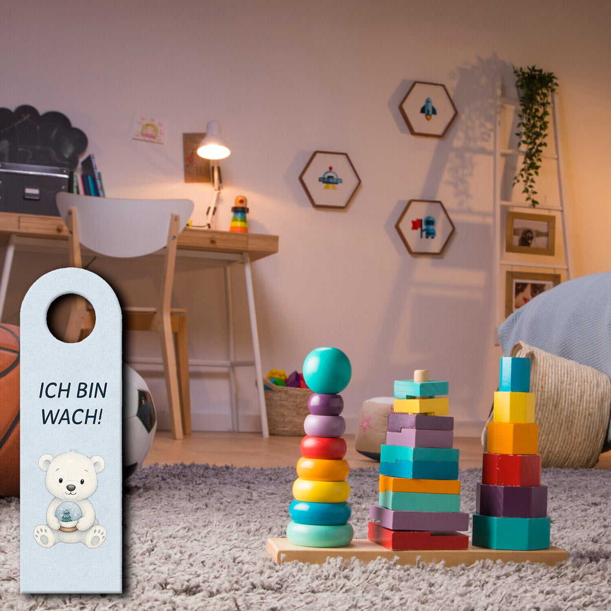 Eisbär Ich bin wach! Bitte ruhig Träumeland Türhänger fürs Kinderzimmer