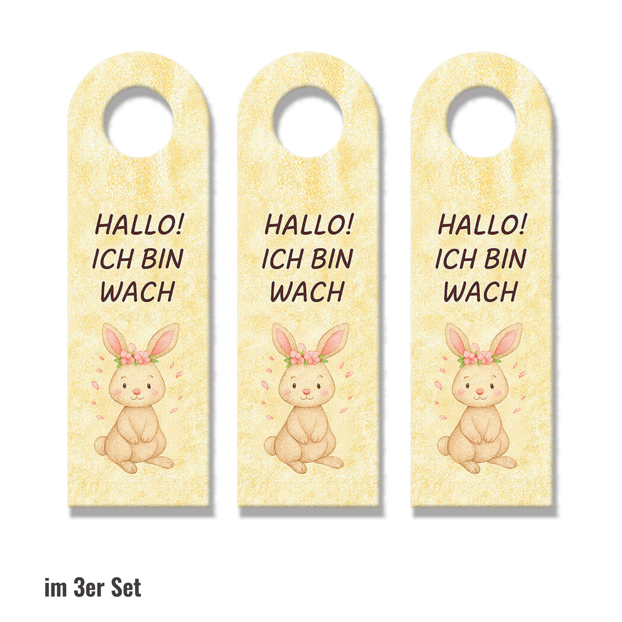 Häschen Ich bin wach kleines Häschen schläft Türhänger für Kinderzimmer