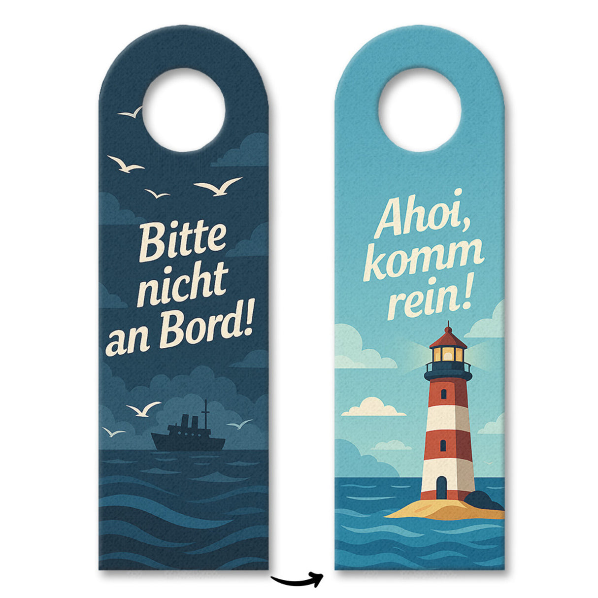 Bitte nicht an Bord Ahoi, komm rein! Leuchtturm Türhänger Maritim